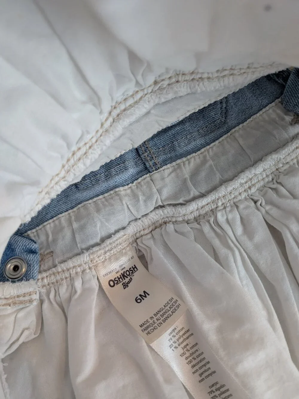 ⭐ Oshkosh Bgosh Denim & Eyelet Overall Dress Size 6 Months